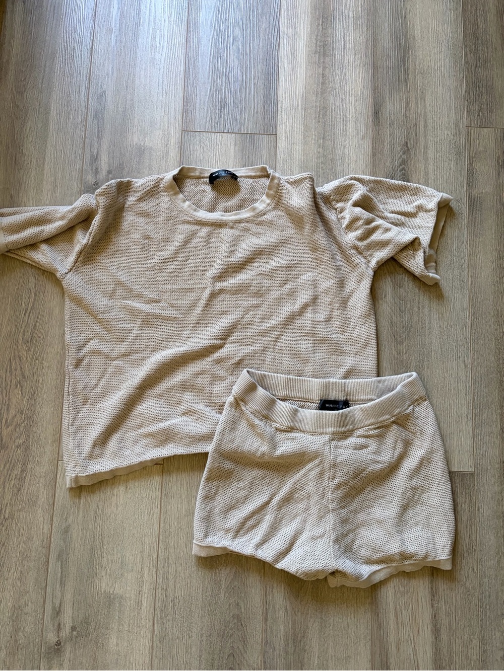 WhiteFox Beige Knit Top and Shorts Set
